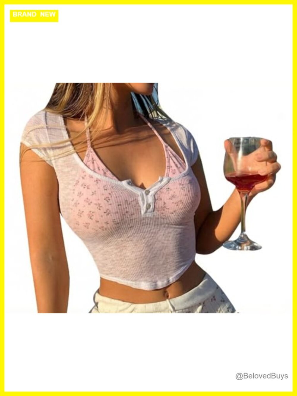 Women's Sexy See Through Crop Top V-Neck Short Sleeve Summer Tee